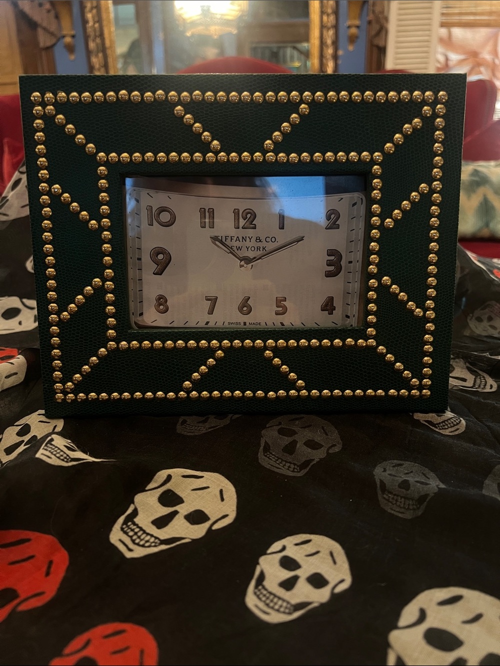 Tozai Green Leatger and Gold Studded 4x6 Picture Frame